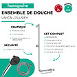 HANSGROHE - Barre de douche PMR Unica 110 avec poignée à droite Chromé + Pommeau de douche Pulsify 3 jets + flexible Isiflex 160cm - vignette