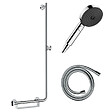 HANSGROHE - Barre de douche PMR Unica 110 avec poignée à gauche Chromé + Pommeau de douche Pulsify 3 jets + flexible Isiflex 160cm - vignette