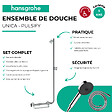 HANSGROHE - Barre de douche PMR Unica 110 avec poignée à gauche Chromé + Pommeau de douche Pulsify 3 jets + flexible Isiflex 160cm - vignette