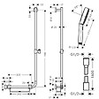 HANSGROHE - Barre de douche PMR Unica 110 avec poignée à gauche Chromé + Pommeau de douche Pulsify 3 jets + flexible Isiflex 160cm - vignette