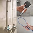 HANSGROHE - Barre de douche PMR Unica 110 poignée à gauche Chromé + Pommeau de douche Pulsify 3 jets + flexible Designflex 160cm - vignette