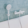 HANSGROHE - Pommeau de douche Raindance Select S EcoSmart 120 3 jets + flexible Isiflex blanc mat 160 cm - vignette