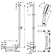 HANSGROHE - Barre de douche PMR Unica 110 avec poignée à gauche Chromé + Pommeau de douche Pulsify 3 jets + flexible Metaflex 160cm - vignette