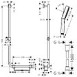 HANSGROHE - Barre de douche PMR Unica 110 poignée à droite Chromé + Pommeau de douche Pulsify 3 jets + flexible Designflex 160cm - vignette