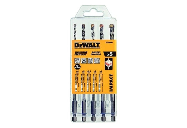 DEWALT - Coffret de 5 forêts multi-materiaux impact DEWALT DT60099-QZ Ø 4,5,5.5,6,8mm - large