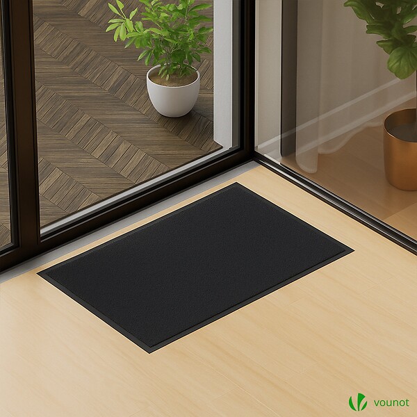 VOUNOT - Tapis de porte paillasson 60x90cm Noir - large