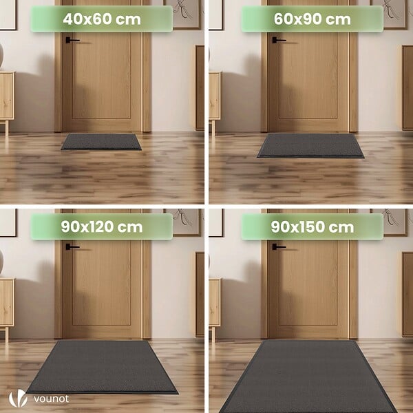 VOUNOT - Tapis de porte paillasson 40x60cm Anthracite - large