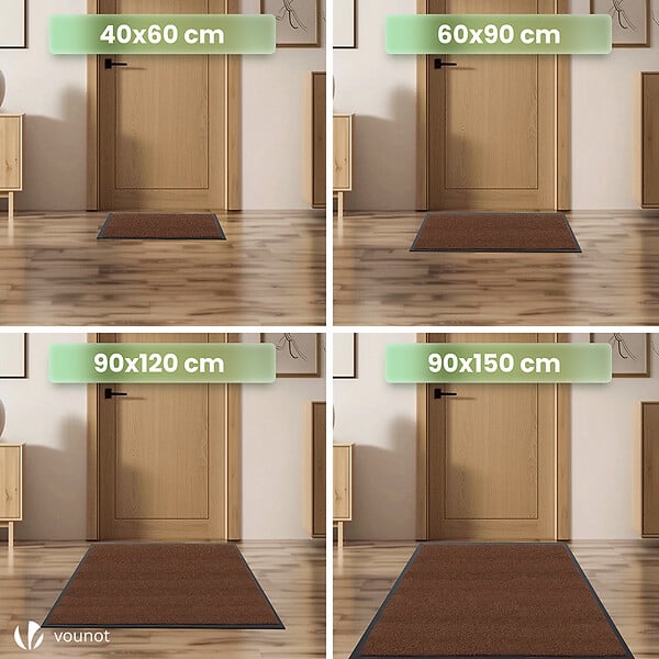 VOUNOT - Lot de 2 Tapis de porte paillasson 60x90cm Marron-Noir - large