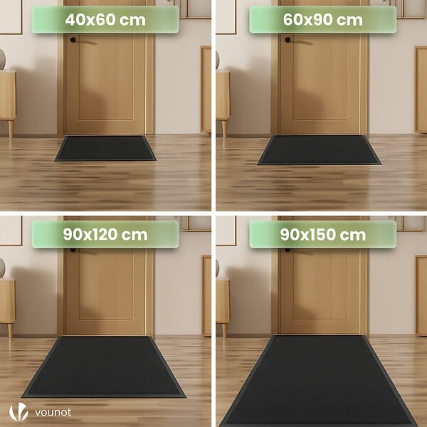 VOUNOT - Tapis de porte paillasson 90x150cm Noir - large