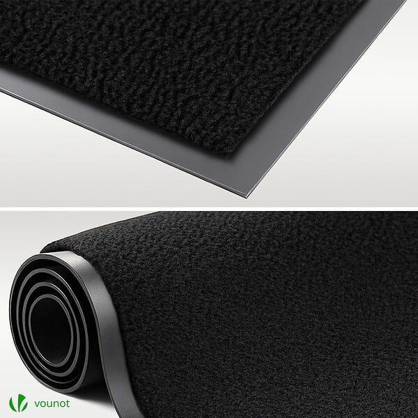 VOUNOT - Tapis de porte paillasson 90x150cm Noir - large