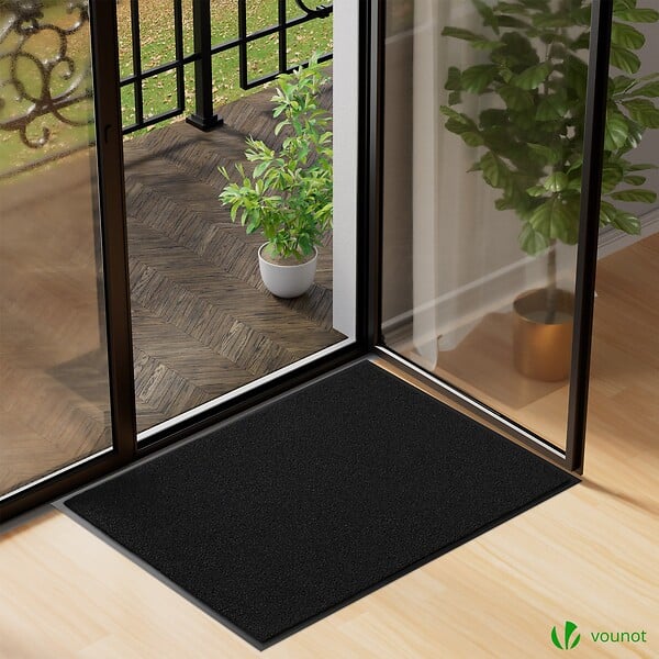 VOUNOT - Tapis de porte paillasson 90x120cm Noir - large