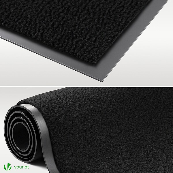 VOUNOT - Tapis de porte paillasson 90x120cm Noir - large