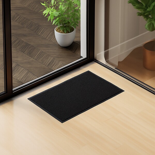 VOUNOT - Lot de 2 Tapis de porte paillasson 40x60cm Noir - large