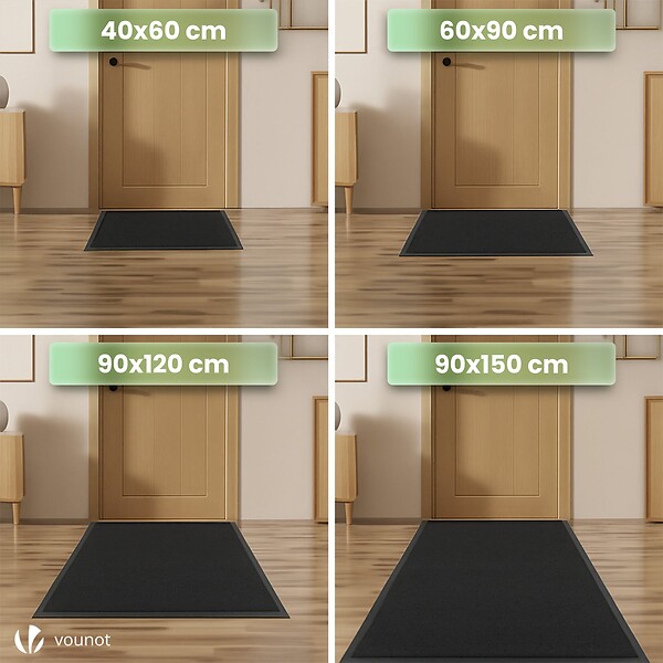 VOUNOT - Lot de 2 Tapis de porte paillasson 40x60cm Noir - large