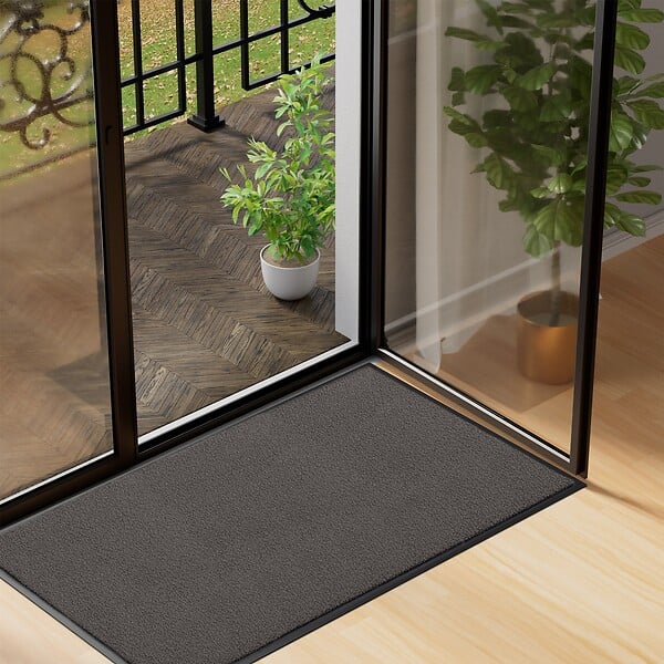 VOUNOT - Tapis de porte paillasson 90x150cm Anthracite - large