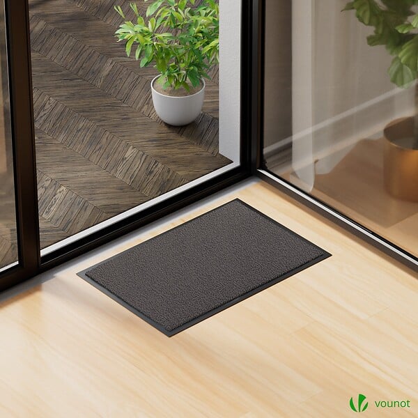 VOUNOT - Lot de 2 Tapis de porte paillasson 40x60cm Anthracite - large