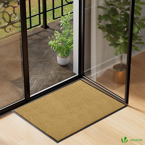VOUNOT - Tapis de porte paillasson 90x150cm Beige - large