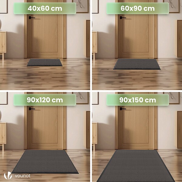 VOUNOT - Lot de 2 Tapis de porte paillasson 60x90cm Anthracite - large