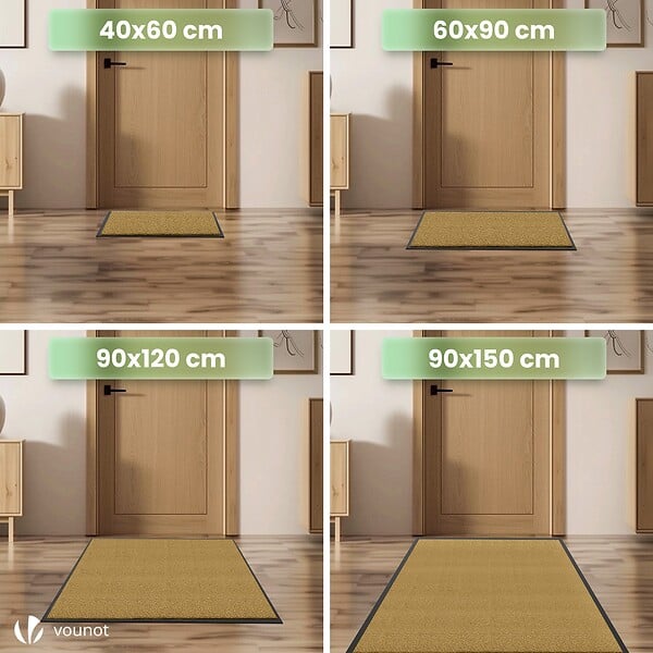VOUNOT - Tapis de porte paillasson 60x90cm Beige - large
