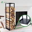 VOUNOT - Range bûche vertical pour cheminée 33x33x112cm acier noir - vignette