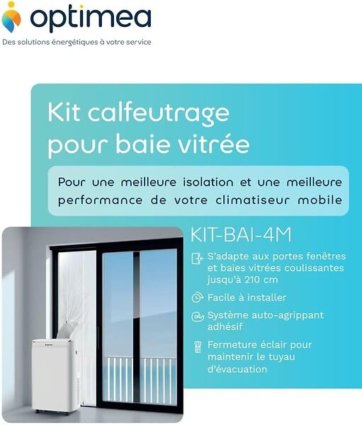 OPTIMEA - OPTIMEA KIT-BAI-4M Kit de Calfeutrage pour baie vitrée coulissante, porte-fenêtre jusqu’à 210m - large