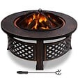 VOUNOT - Brasero exterieur en metal avec grille pare-etincelles tisonnier diametre 81cm noir - vignette