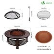 VOUNOT - Brasero exterieur en metal avec grille pare-etincelles tisonnier diametre 81cm noir - vignette