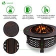 VOUNOT - Brasero exterieur en metal avec grille pare-etincelles tisonnier diametre 81cm noir - vignette