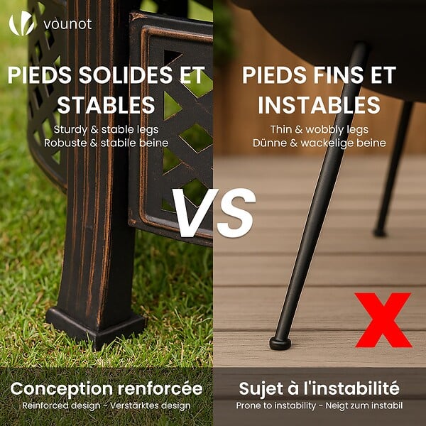 VOUNOT - Brasero exterieur en metal avec grille pare-etincelles tisonnier diametre 81cm noir - large