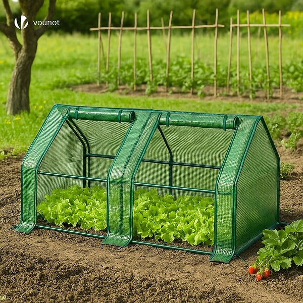 VOUNOT - Mini Serre de jardin avec 2 portes enroulables bache PE renforcee 135g/m2 180x90x90cm Vert - large