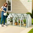 VOUNOT - Mini Serre de jardin avec 3 portes enroulables bache PE renforcee 135g/m2 270x90x90cm Blanc - vignette
