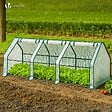 VOUNOT - Mini Serre de jardin avec 3 portes enroulables bache PE renforcee 135g/m2 270x90x90cm Blanc - vignette