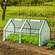 VOUNOT - Mini Serre de jardin avec 2 portes enroulables bache PE renforcee 135g/m2 180x90x90cm Blanc - vignette