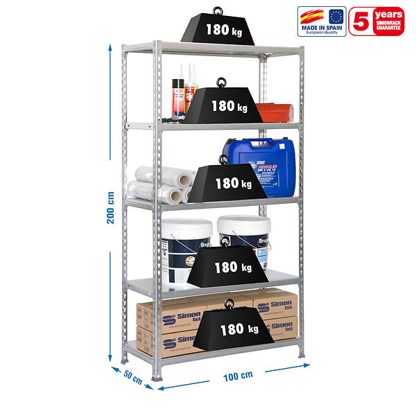 SIMON RACK - Etagère 5 niveaux Simonrack KIT SIMONCLICK PLUS 5/500 galva/ galva 2000x1000x500mm SIMONRACK - large