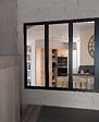 GD MENUISERIES - Verriere d'Atelier Bois MDF Noir 3 Vitrages Clairs H108 cm x L112 cm - vignette