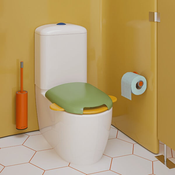 VITRA - WC à poser sans bride VitrA Sento Kids Blanc + réservoir + abattant vert et jaune - large