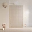 AURLANE - Paroi de douche 120x200cm - Verre feuilleté avec tissu doré - Encadrement Or Doré Brossé - COUTURE - vignette