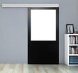 GD MENUISERIES - Porte Coulissante Atelier Noir Vitrée H204 x L83 cm sans meneau, Rail Alu - vignette