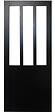 GD MENUISERIES - Porte Coulissante Atelier Noir Vitrée H204 x L93 cm, Rail Alu - vignette