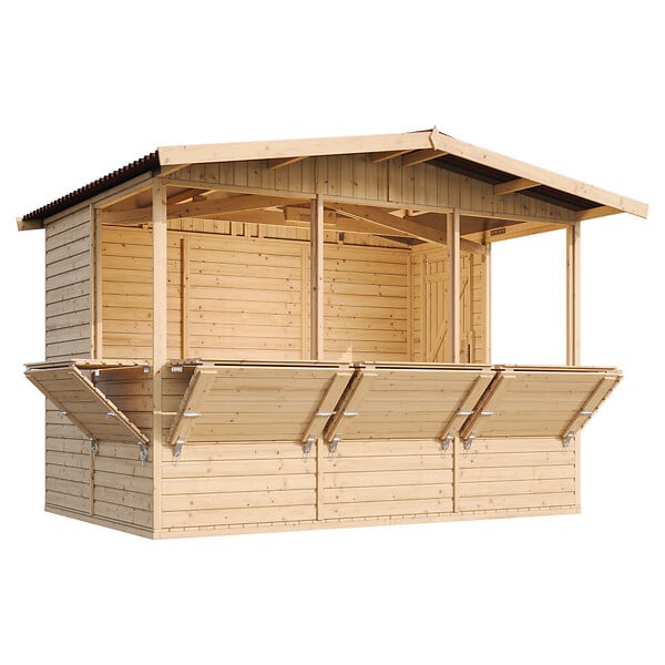 TIMBELA - TIMBELA M150B - Maison de jardin en bois - Grand stand de vendeur avec comptoir - H232 x L336x l263 cm/6 m² - large