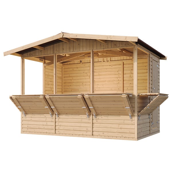 TIMBELA - TIMBELA M150B - Maison de jardin en bois - Grand stand de vendeur avec comptoir - H232 x L336x l263 cm/6 m² - large