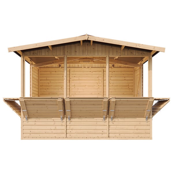 TIMBELA - TIMBELA M150B - Maison de jardin en bois - Grand stand de vendeur avec comptoir - H232 x L336x l263 cm/6 m² - large