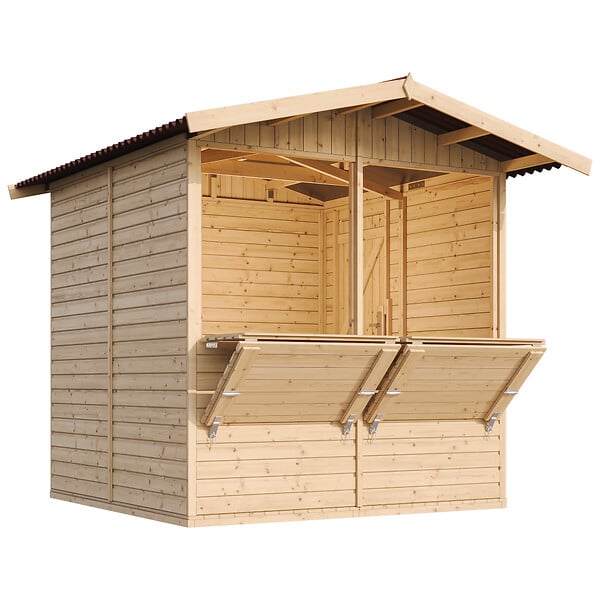 TIMBELA - TIMBELA M149 - Maison de jardin en bois - Grand stand de vendeur avec comptoir - H232 x L263 x l253 cm / 4 m² - large