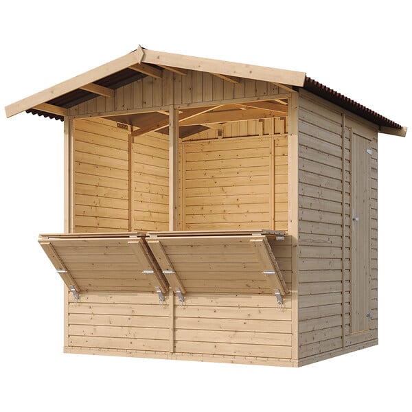 TIMBELA - TIMBELA M149 - Maison de jardin en bois - Grand stand de vendeur avec comptoir - H232 x L263 x l253 cm / 4 m² - large