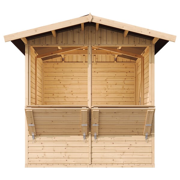 TIMBELA - TIMBELA M149 - Maison de jardin en bois - Grand stand de vendeur avec comptoir - H232 x L263 x l253 cm / 4 m² - large