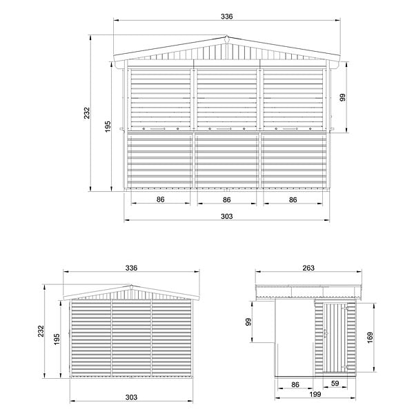 TIMBELA - TIMBELA M150BZ Maison de jardin en bois, Étal de marché en bois 263 x 336 cm / 6 m² - large