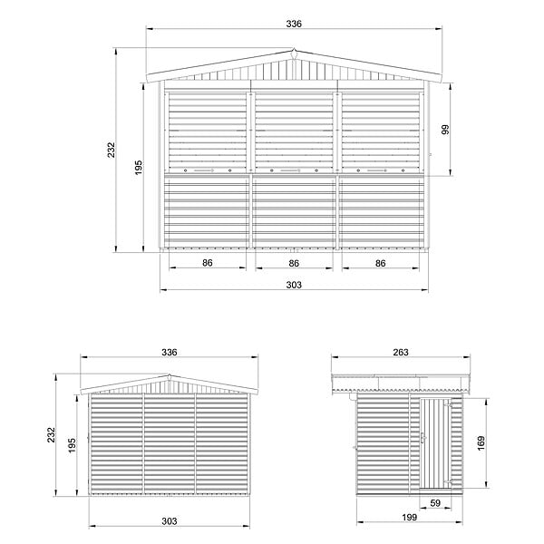TIMBELA - TIMBELA M150AZ Maison de jardin en bois, Étal de marché en bois 263 x 336 cm / 6 m² - large