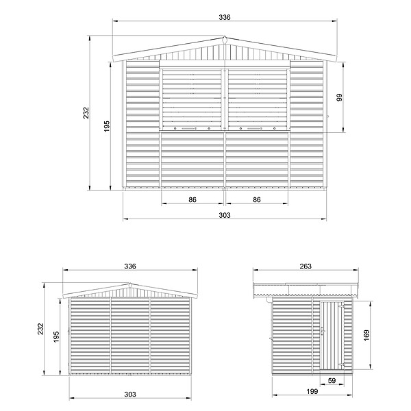 TIMBELA - TIMBELA M150Z Maison de jardin en bois, Étal de marché en bois 263 x 336 cm / 6 m2 - large