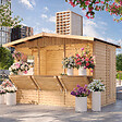 TIMBELA - TIMBELA M150A - Maison de jardin en bois - Grand stand de vendeur avec comptoir - H232 x L336x l263 cm/6 m² - vignette
