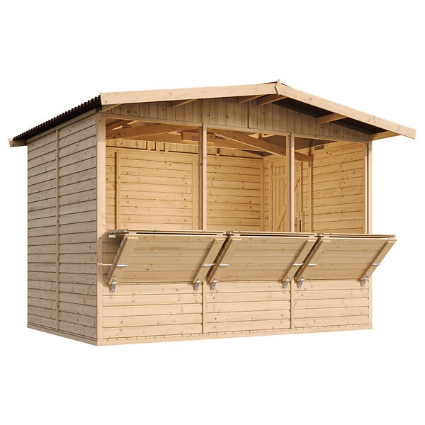 TIMBELA - TIMBELA M150A - Maison de jardin en bois - Grand stand de vendeur avec comptoir - H232 x L336x l263 cm/6 m² - large